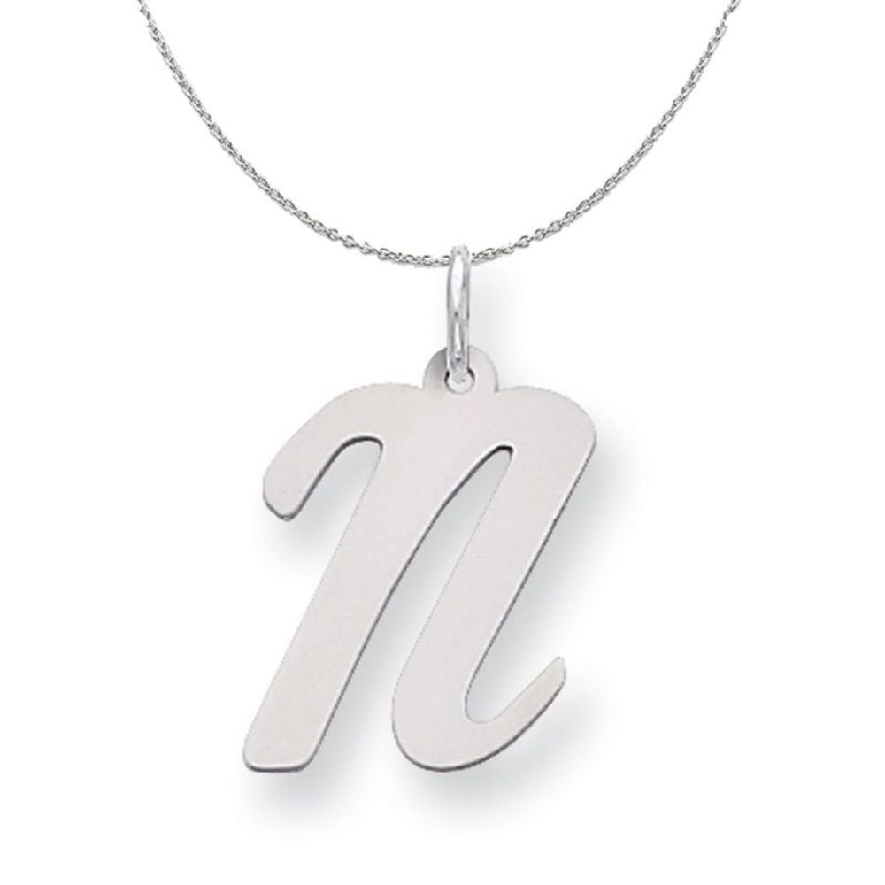 Silver Madison Collection LG Classic Script Initial N Necklace - 18 In
